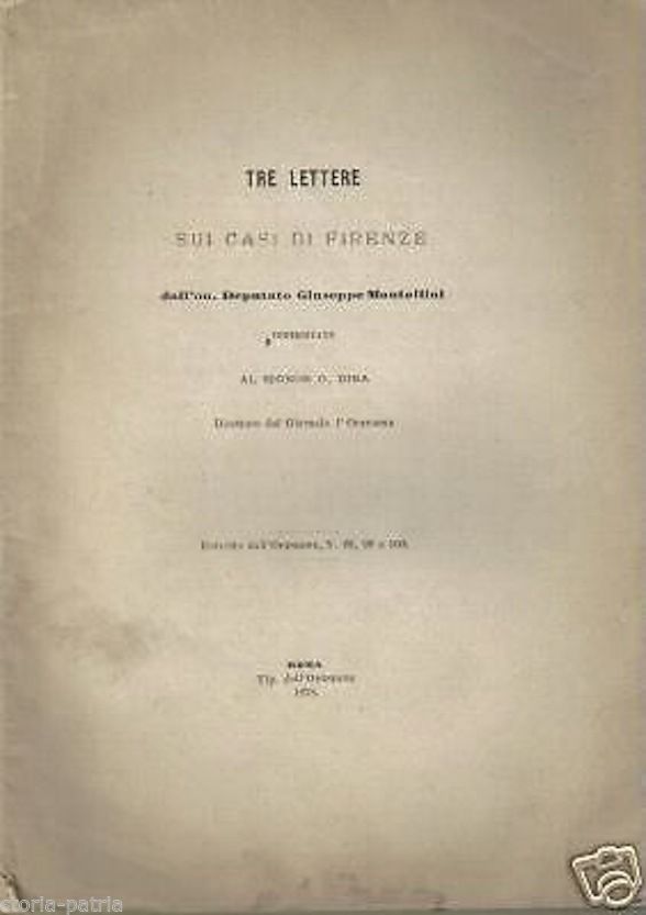 Tre Lettere Sui Casi Di Firenze   Giuseppe Mantellini (1878)