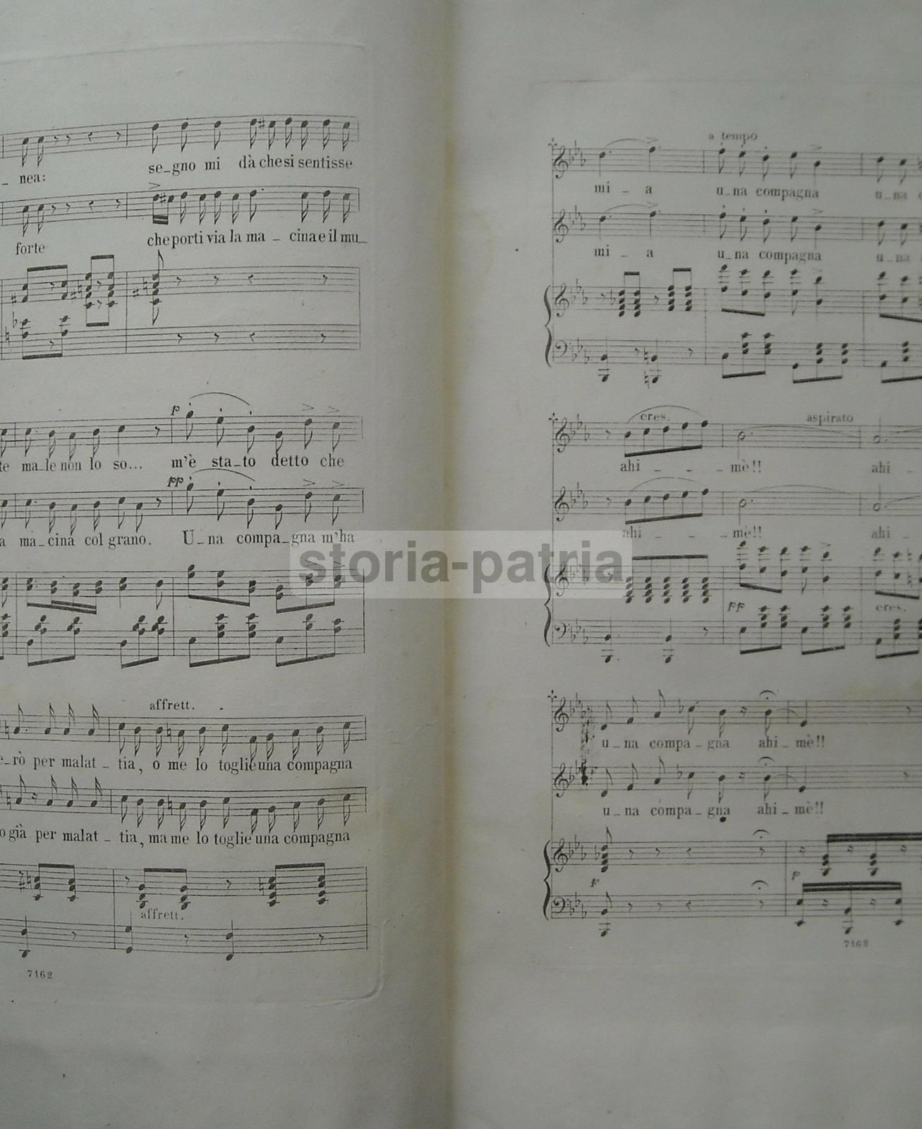Spartito Musicale Antico Di Luigi Gordigiani, Canti Toscani, Napoli, XIX Secolo