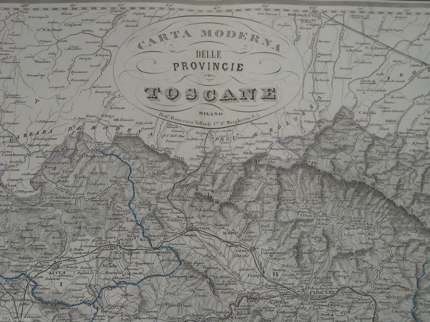 Carta Antica Delle Provincie Toscane, 1865, Vallardi