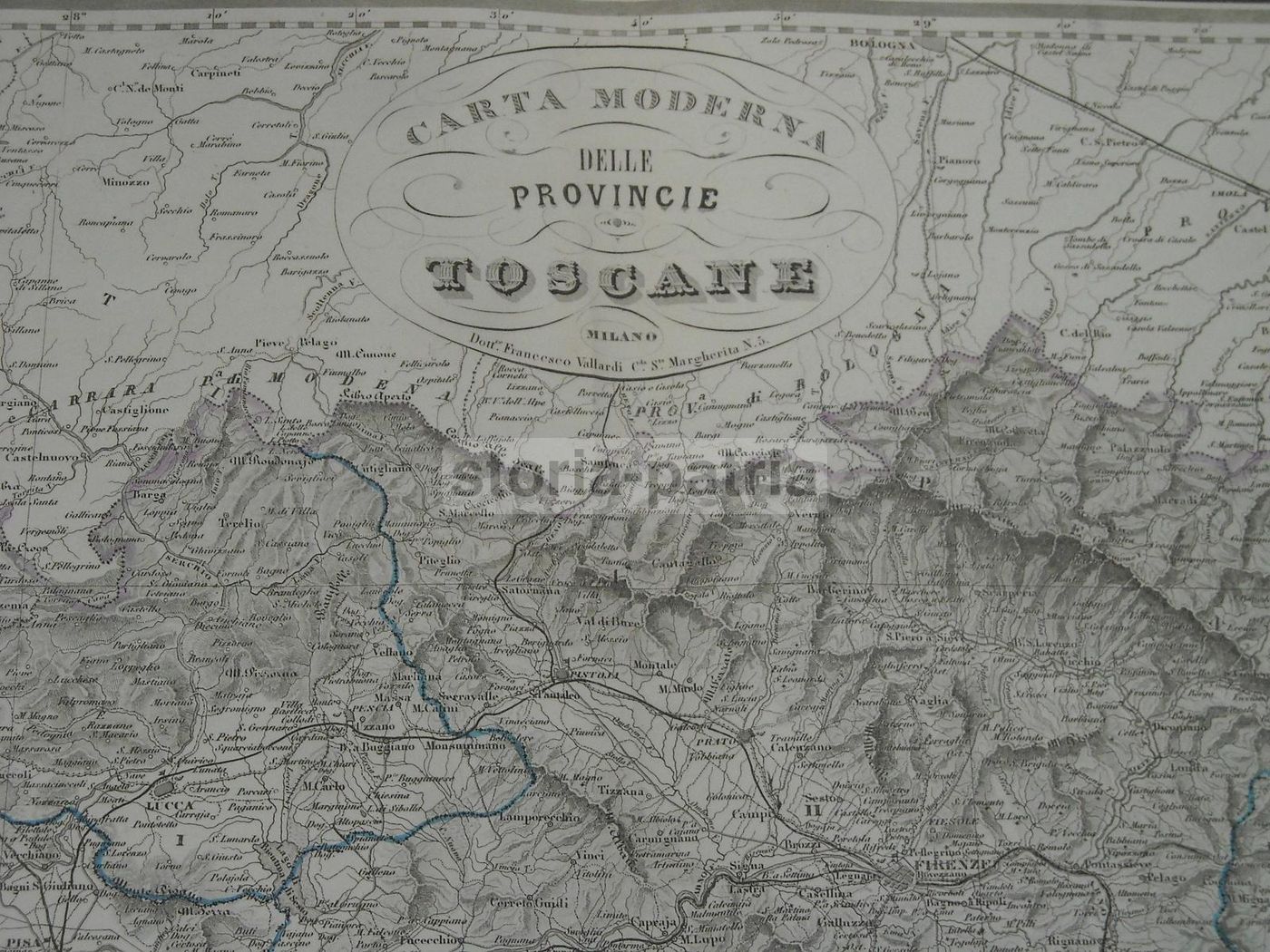 Carta Antica Delle Provincie Toscane, 1865, Vallardi