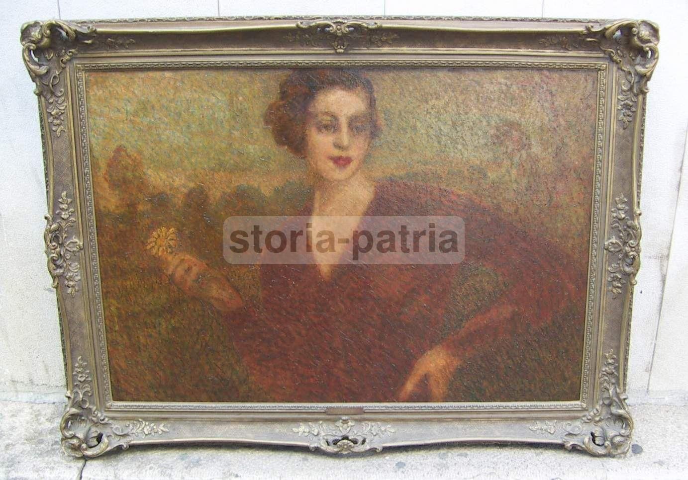 Raul Viviani, Ritratto Di Gentildonna. Olio Divisionista, 1937.
