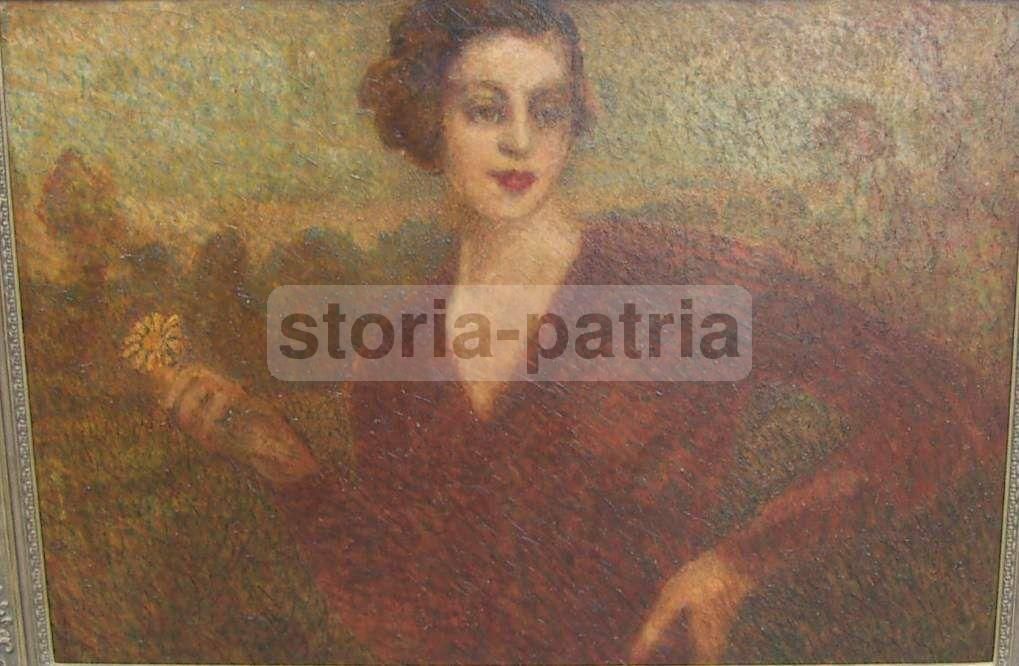 Raul Viviani, Ritratto Di Gentildonna. Olio Divisionista, 1937.