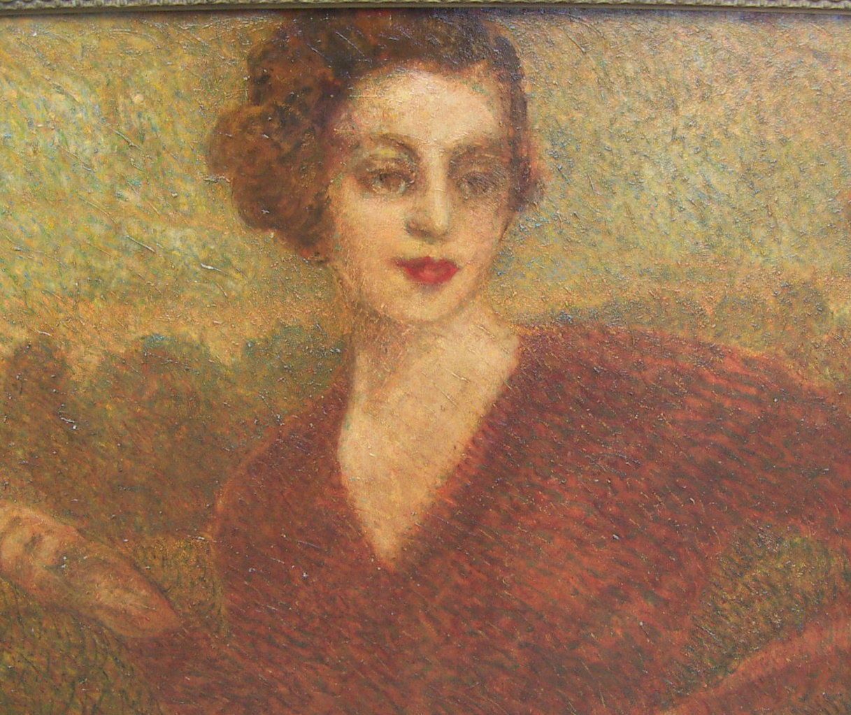 Raul Viviani, Ritratto Di Gentildonna. Olio Divisionista, 1937.