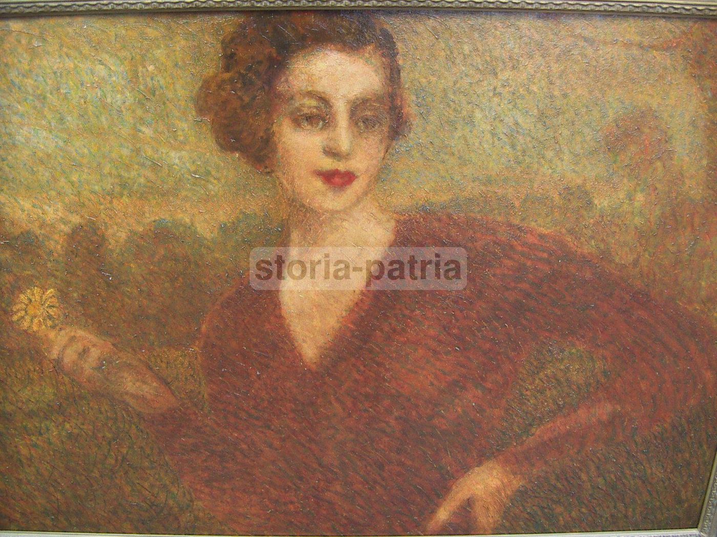 Raul Viviani, Ritratto Di Gentildonna. Olio Divisionista, 1937.