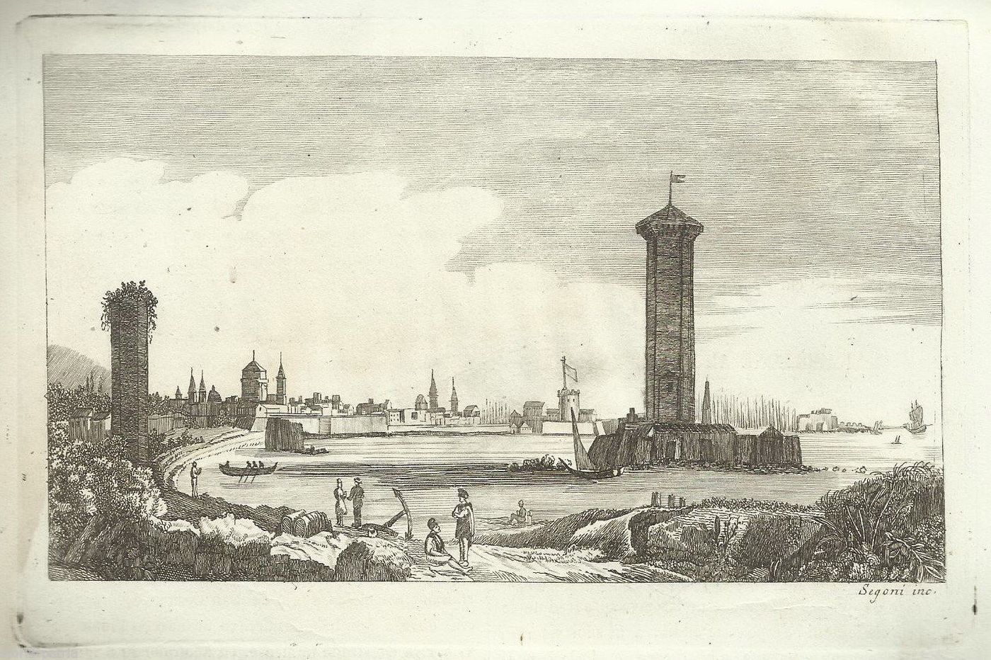 Il Porto Di Livorno   Incisione Antica Di Segoni, 1850 Circa