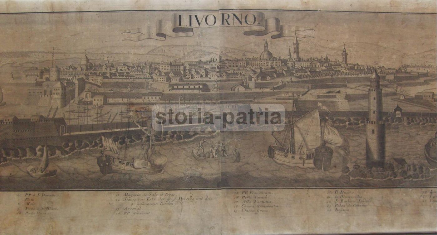 Veduta Panoramica Di Livorno (incisione All'Acquaforte Del XVIII Secolo)