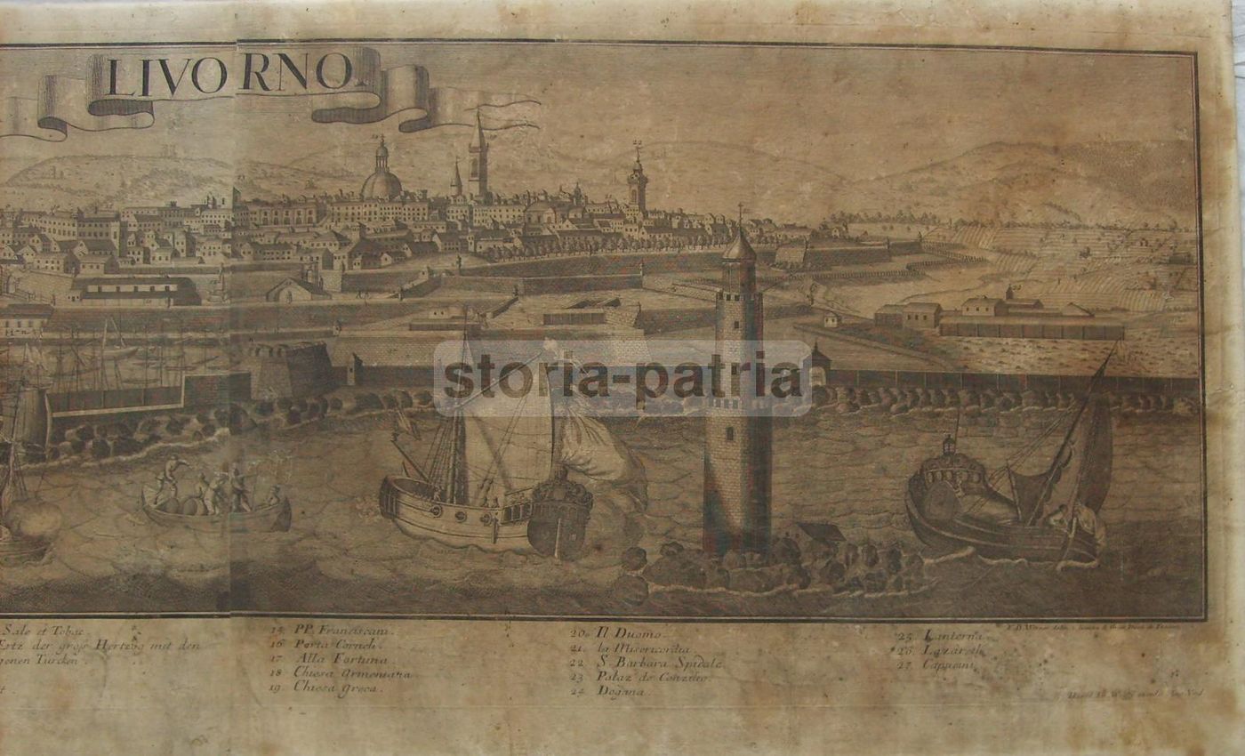 Veduta Panoramica Di Livorno (incisione All'Acquaforte Del XVIII Secolo)