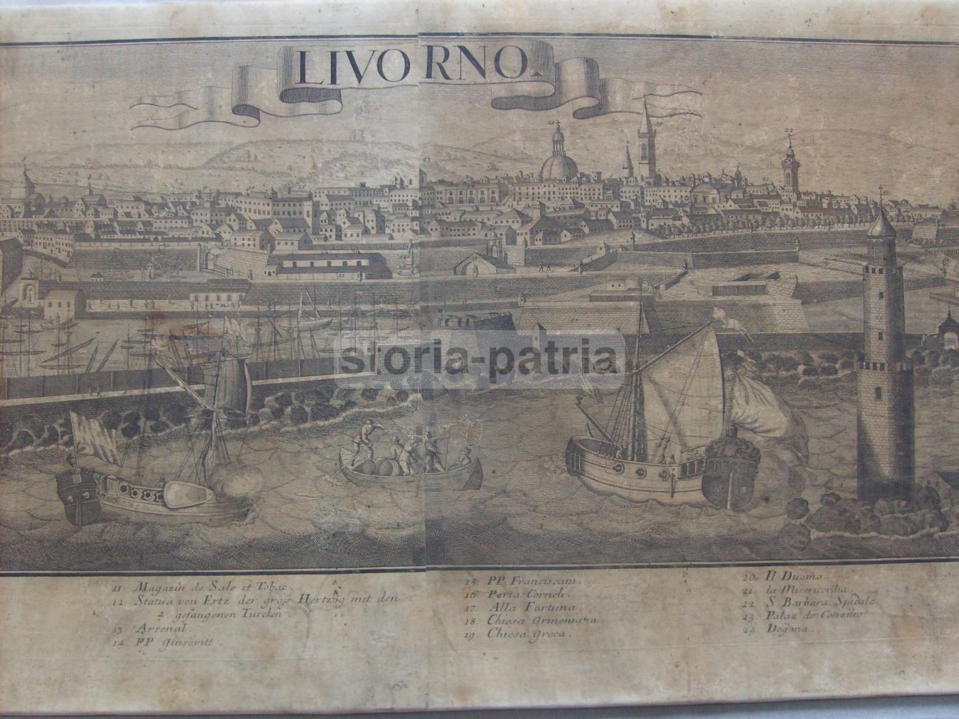 Veduta Panoramica Di Livorno (incisione All'Acquaforte Del XVIII Secolo)