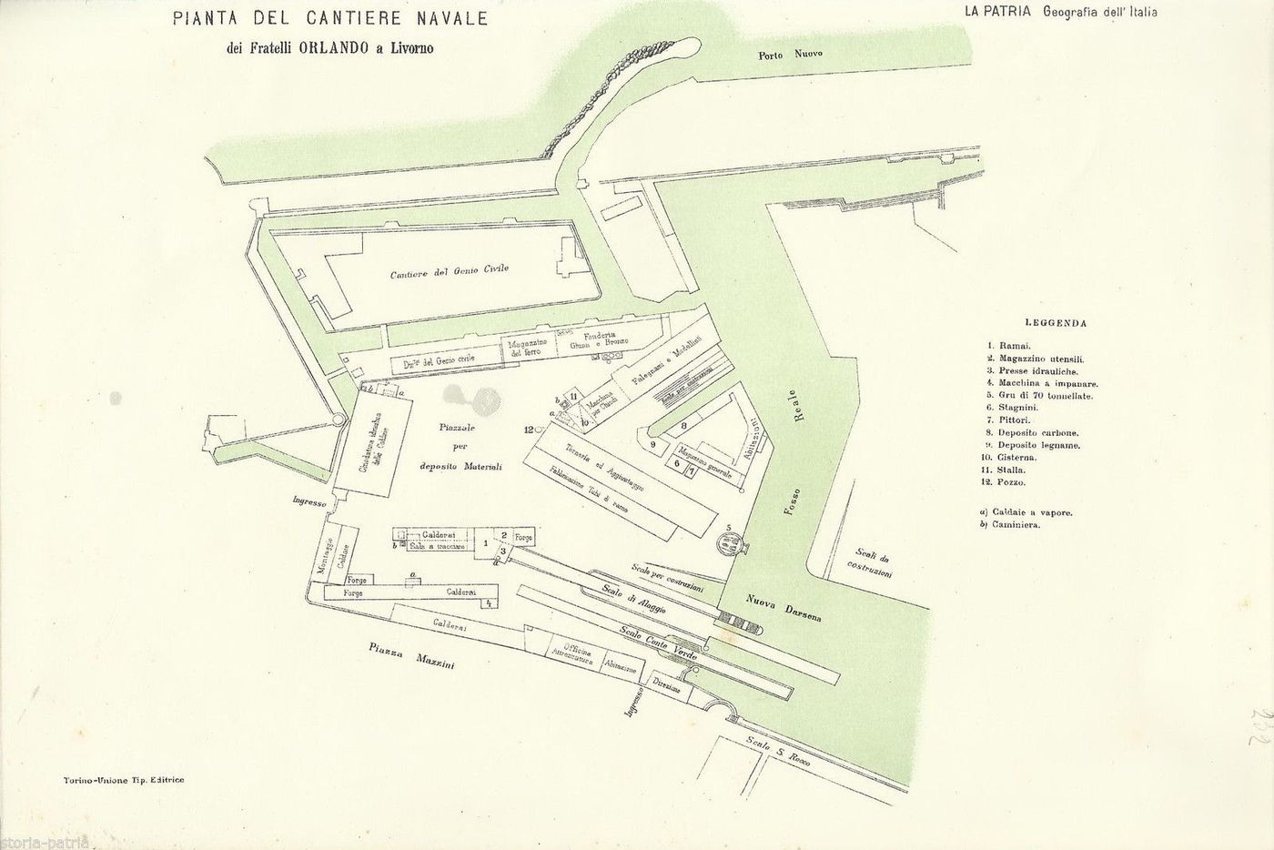 Mappa Cantiere Navale Fratelli Orlando Livorno 1896 Stampa Antica