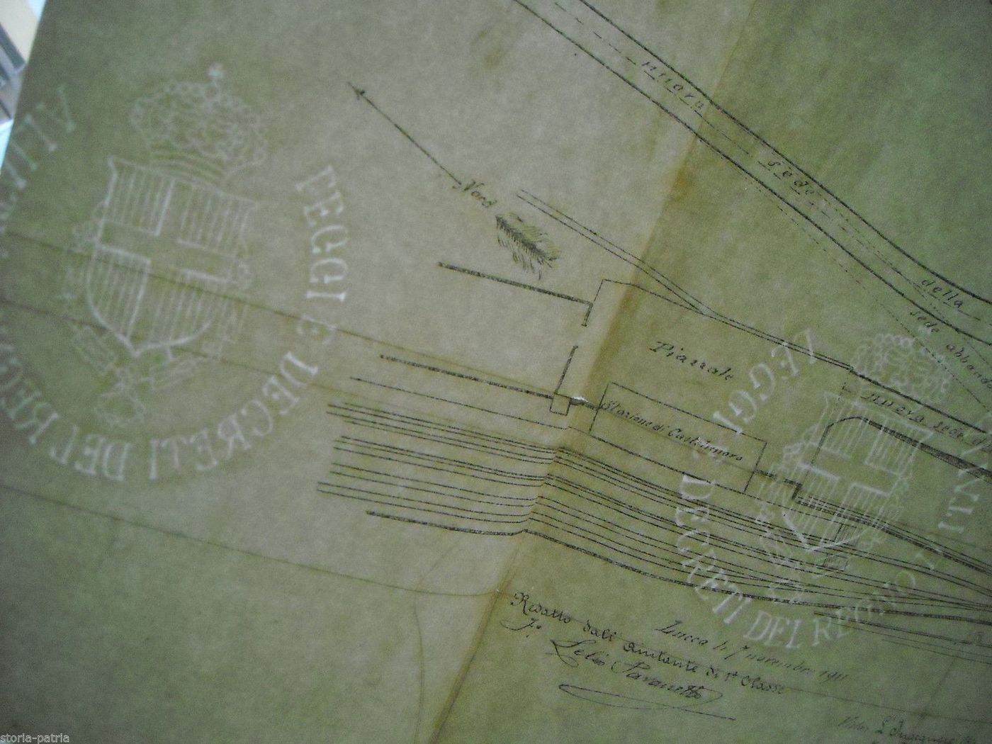Mappa Ferroviaria Castelnuovo Garfagnana 1911 Lucca Toscana Stemma