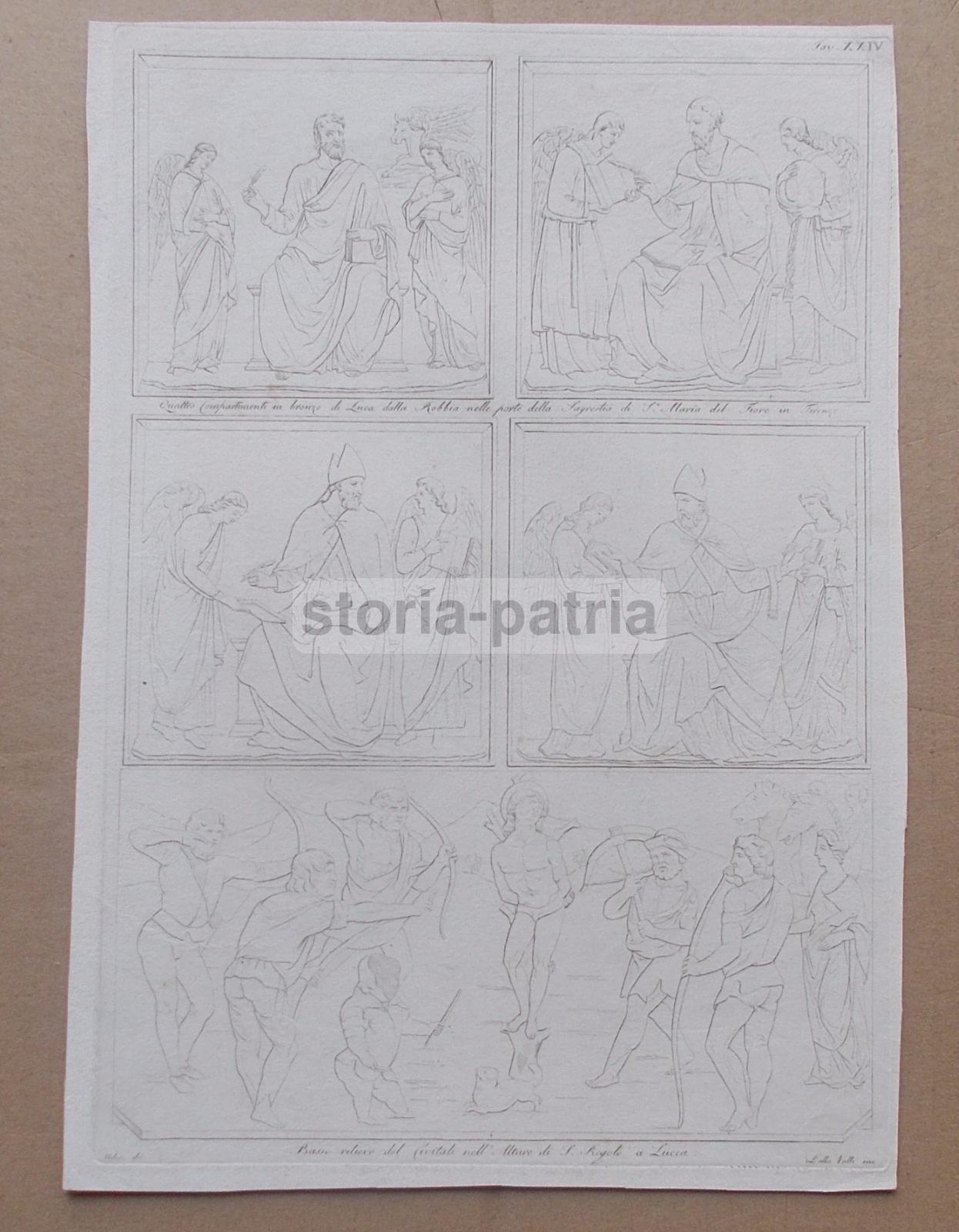 Incisione Antica Luca Della Robbia E Civitali, Toscana, XIX Secolo