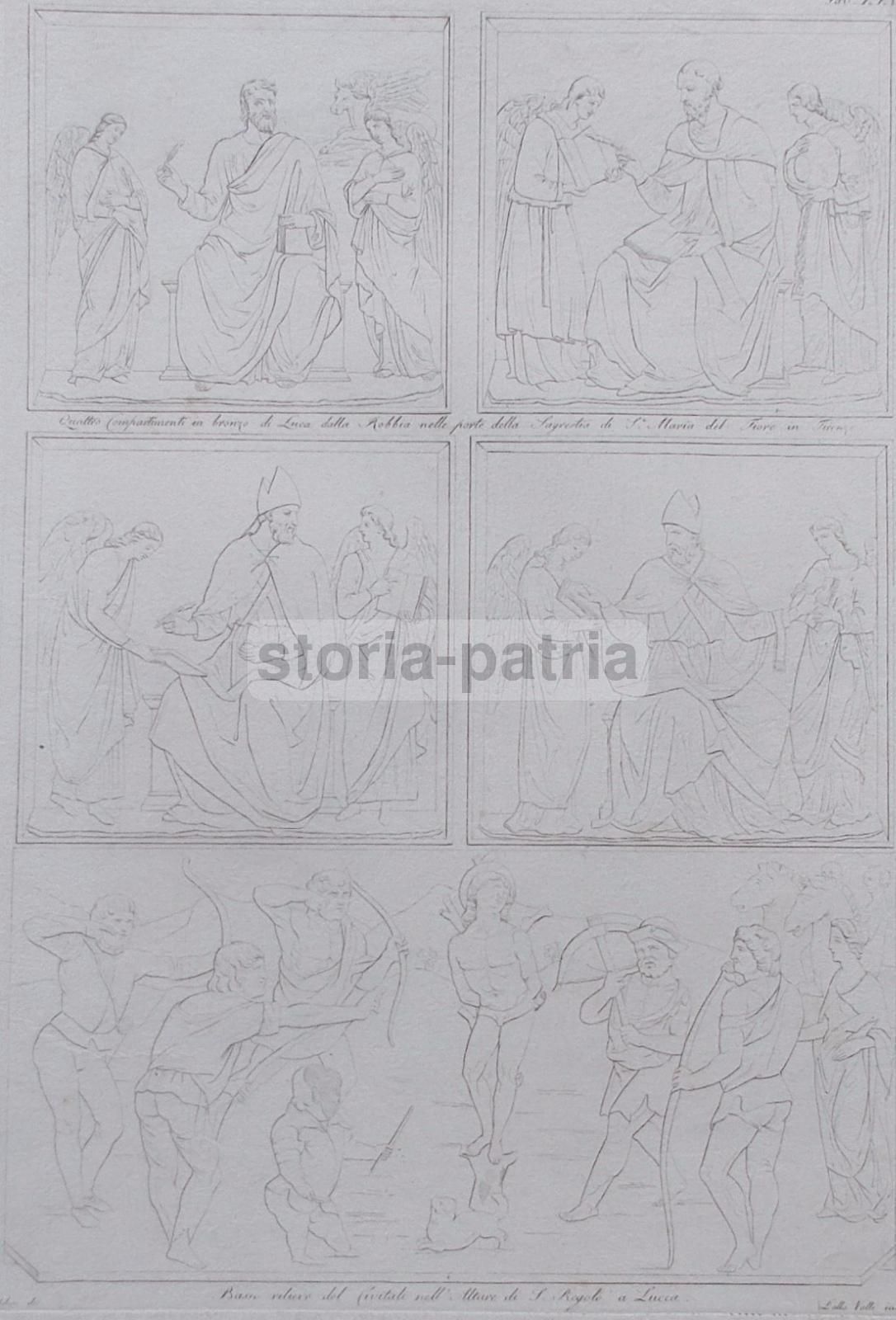 Incisione Antica Luca Della Robbia E Civitali, Toscana, XIX Secolo