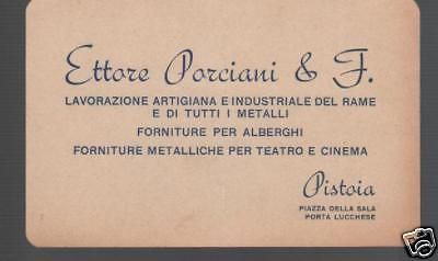 Cartoncino Pubblicitario Ettore Porciani, Lavorazione Metalli, Pistoia