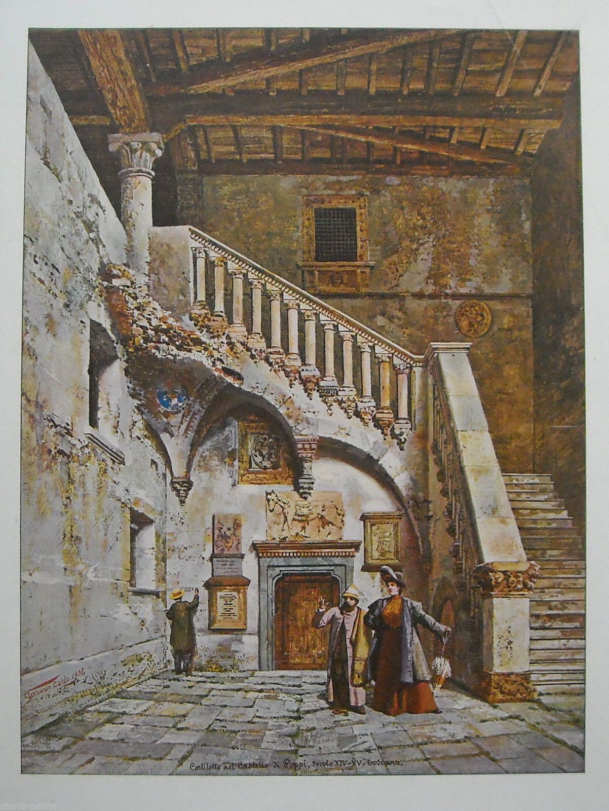 Cortile Del Castello Di Poppi, Toscana   Stampa A Colori Di Carlo Ferrario