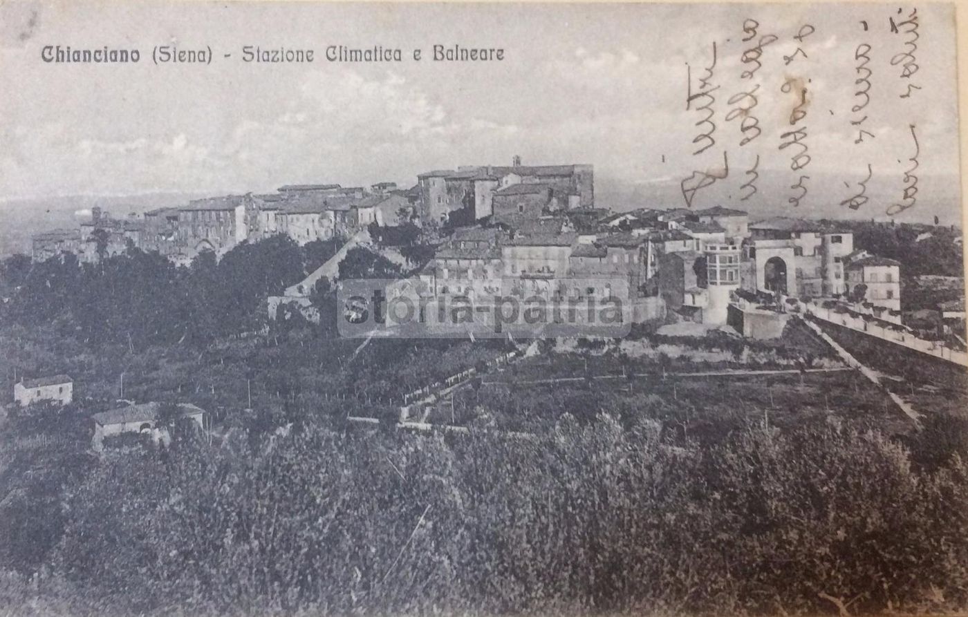 Cartolina Antica Chianciano Siena Panoramica 1917 Viaggiata