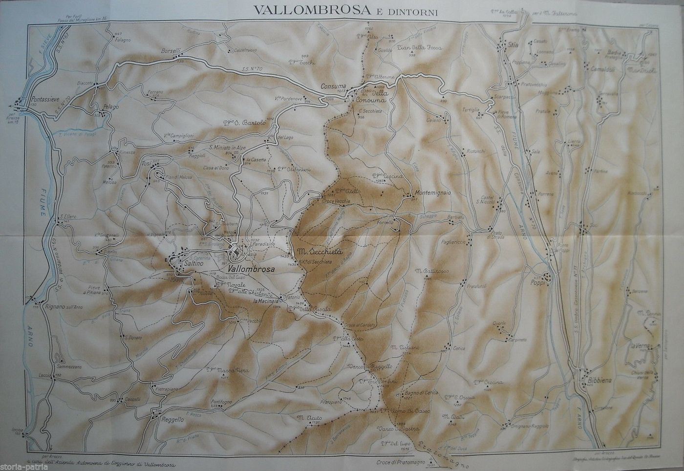 Mappa Antica Di Vallombrosa E Territori Toscani: Pontassieve, Reggello E Poppi