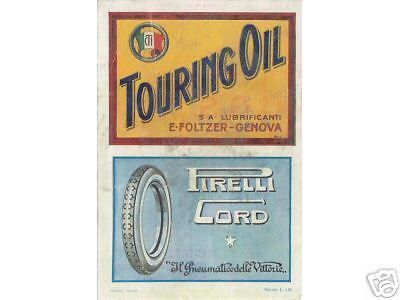 Pubblicità Pirelli Cord E Turing Oil, Anni '20. Originale TCI