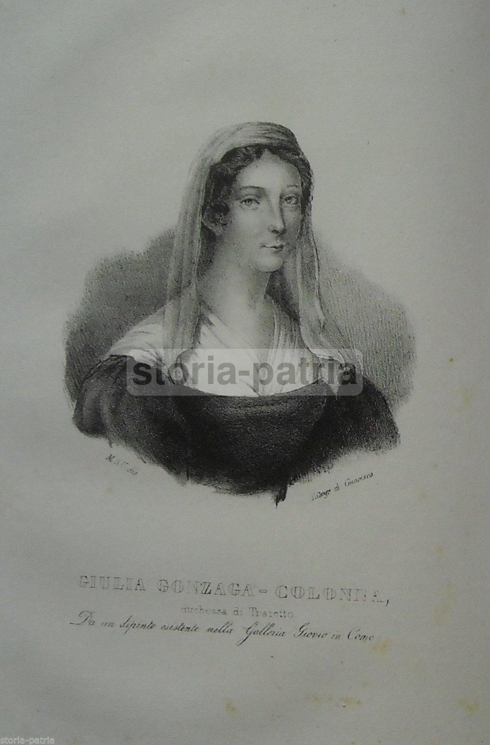 Ritratto Di Giulia Gonzaga Colonna, Litografia Di Guarisco, Galleria Giovio
