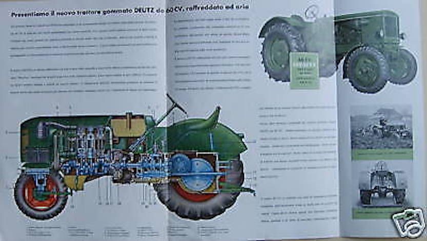 Depliant Pubblicitario Trattore Deutz Diesel 60 CV Anni '50