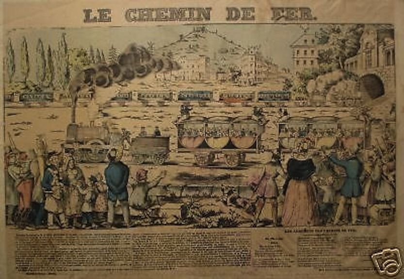 Stampa Antica Epinal, Treni E Ferrovie, Le Chemin De Fer