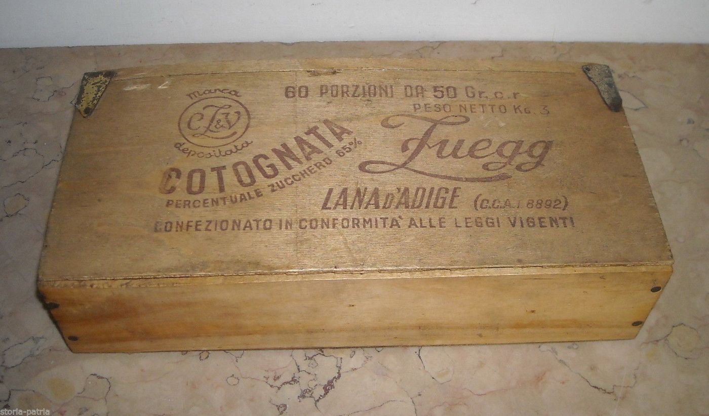 Scatola In Legno Zuegg Cotognata Lana d'Adige, Anni '30