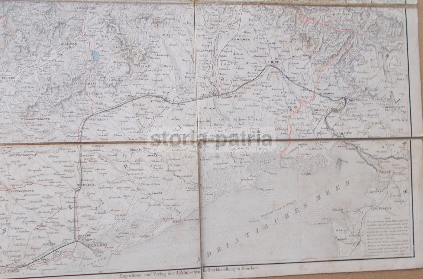Mappa Antica Del Tirolo, Trentino, Venezia E Trieste, 1862, Georg Mayr