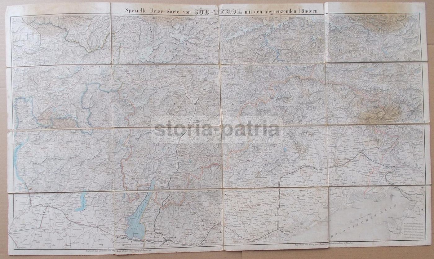 Mappa Antica Del Tirolo, Trentino, Venezia E Trieste, 1862, Georg Mayr