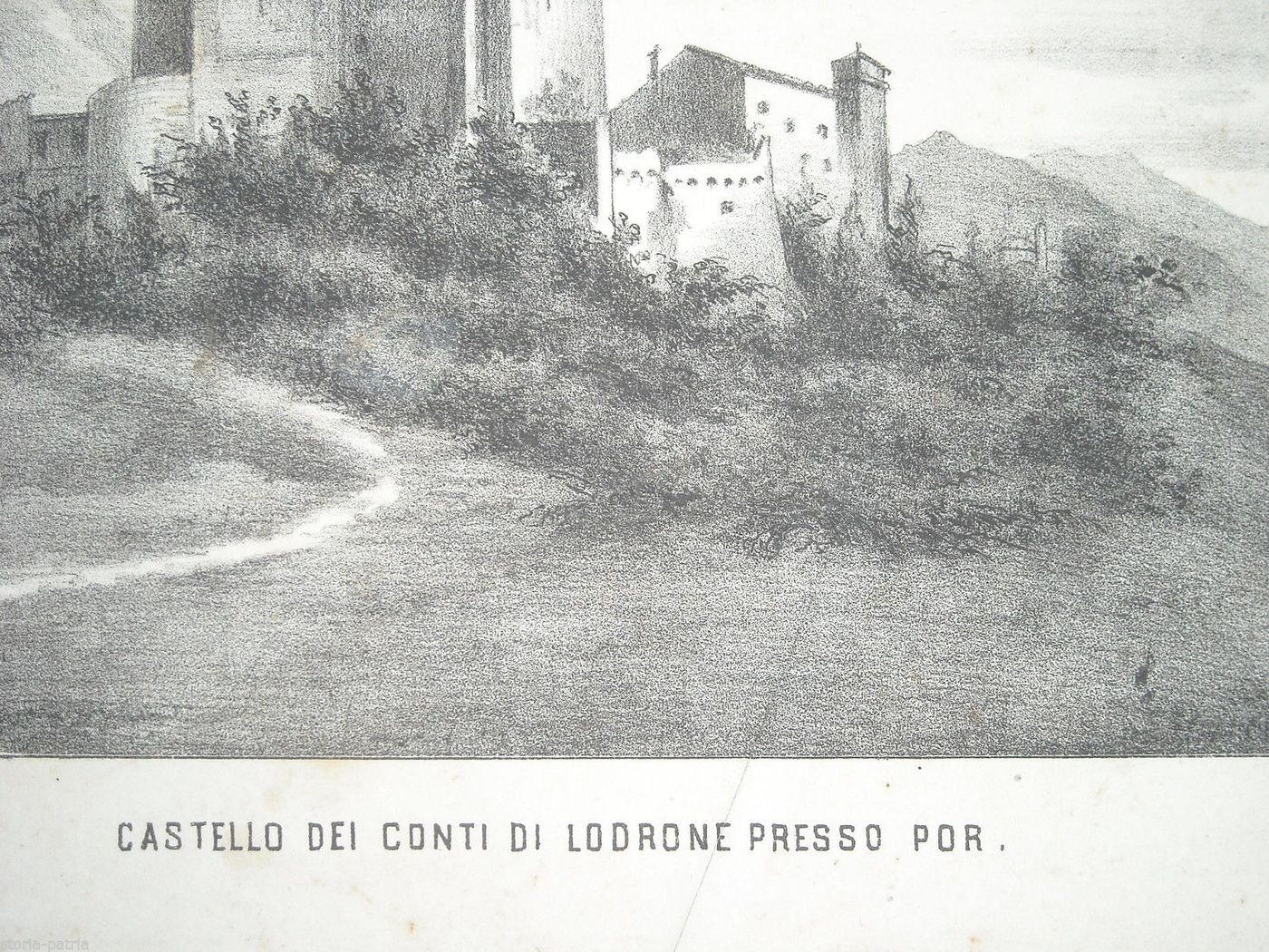 Castello Dei Conti Di Lodrone, Por. Litografia Antica, 1860.