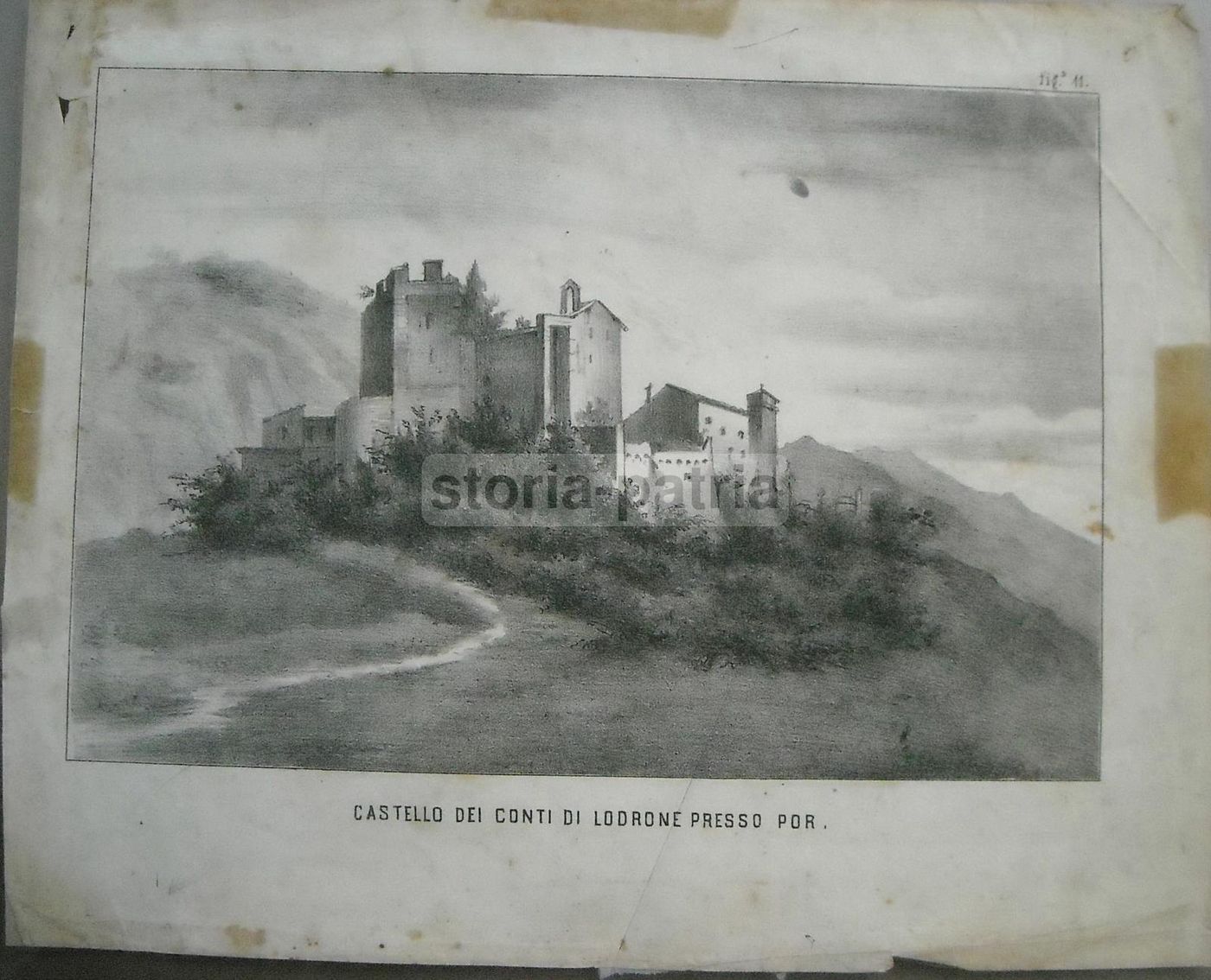 Castello Dei Conti Di Lodrone, Por. Litografia Antica, 1860.