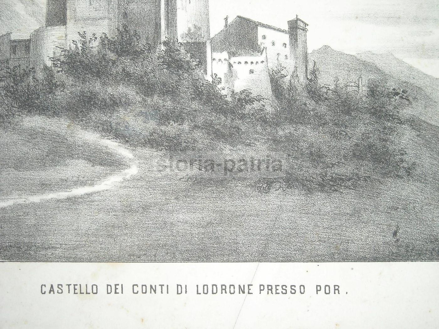 Castello Dei Conti Di Lodrone, Por. Litografia Antica, 1860.