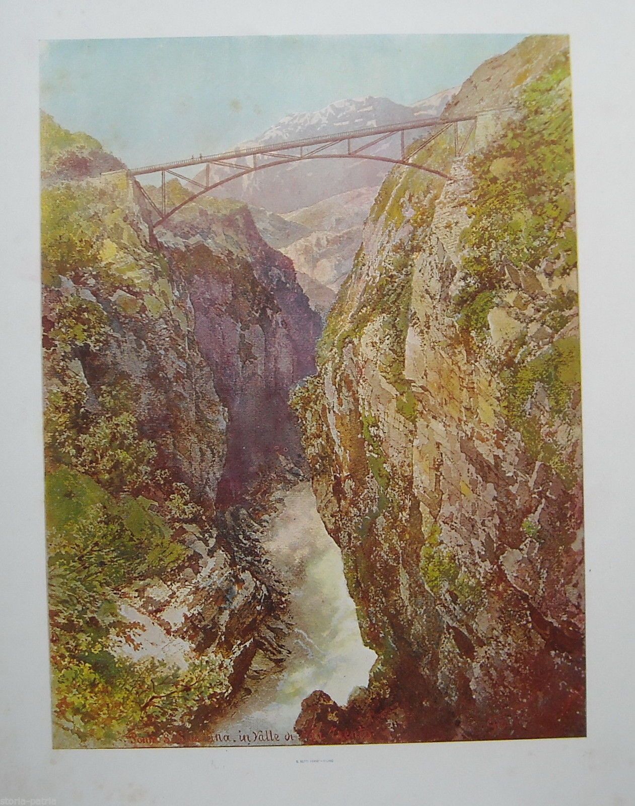 Stampa Antica: Ponte Di Santa Giustina, Val Di Non, Trento. Carlo Ferrario.