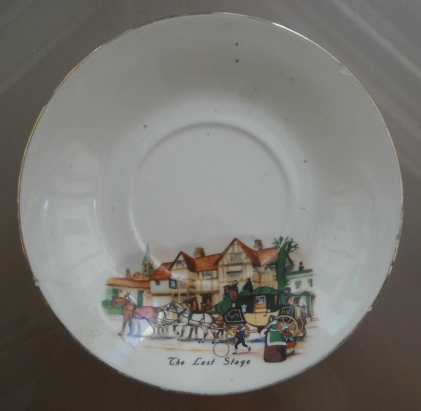Piatto In Ceramica Pagnossin Treviso Con Scena Di Diligenza, Anni '50 '60