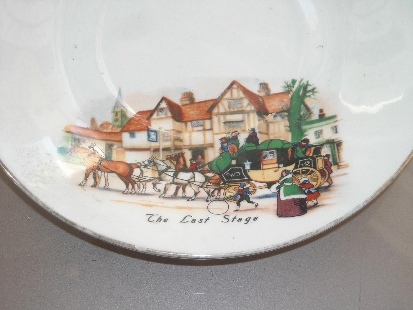 Piatto In Ceramica Pagnossin Treviso Con Scena Di Diligenza, Anni '50 '60