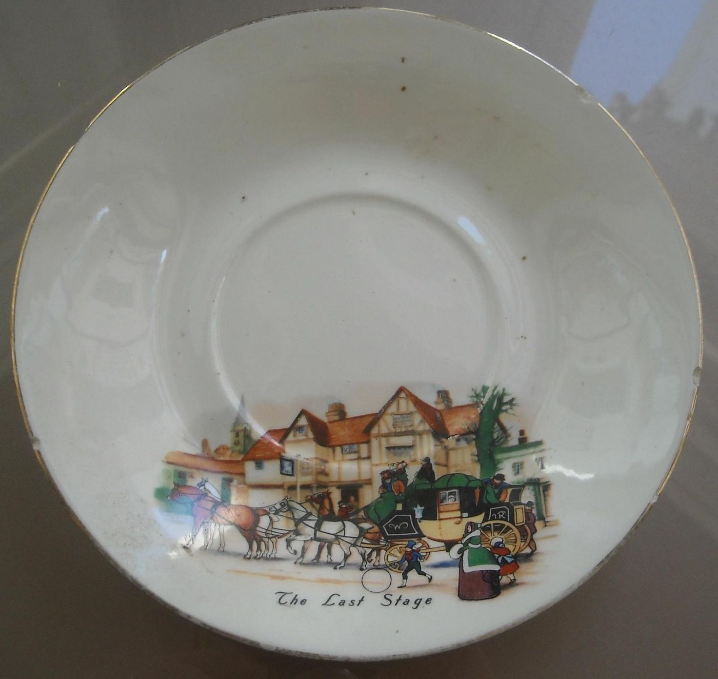 Piatto In Ceramica Pagnossin Treviso Con Scena Di Diligenza, Anni '50 '60