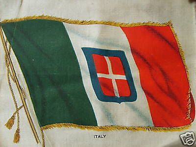 Bandiera Italiana Tricolore Con Stemma Sabaudo, Emigrazione America
