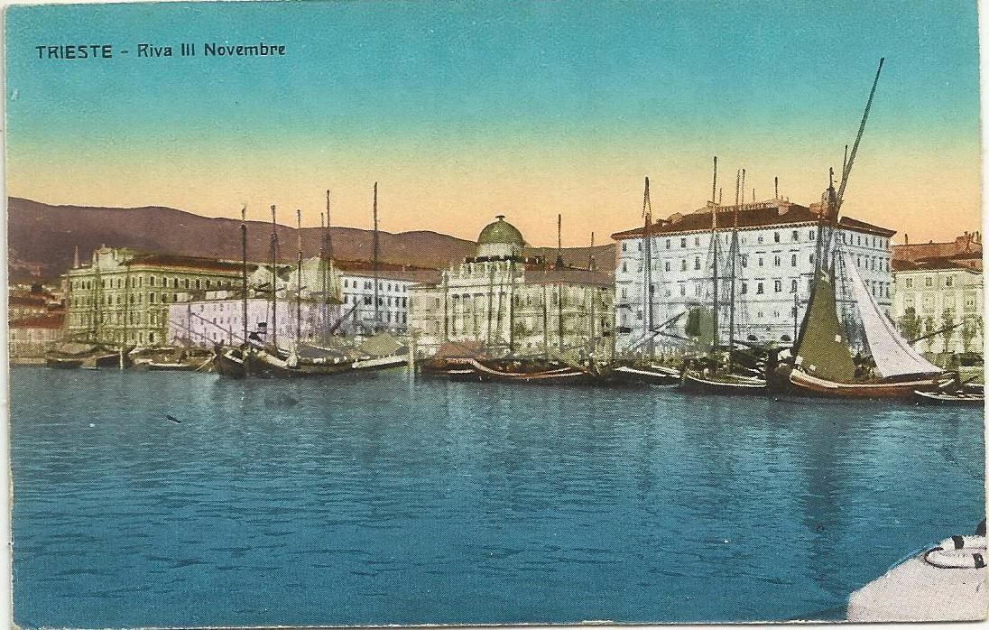 Cartolina Antica Trieste Riva III Novembre Con Barche A Vela 1920