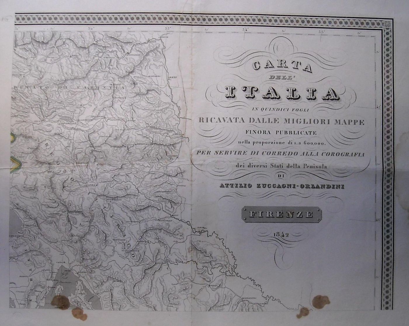 Mappa Geografica Di Trieste, Illiria, Carinzia, Istria E Fiume, 1842