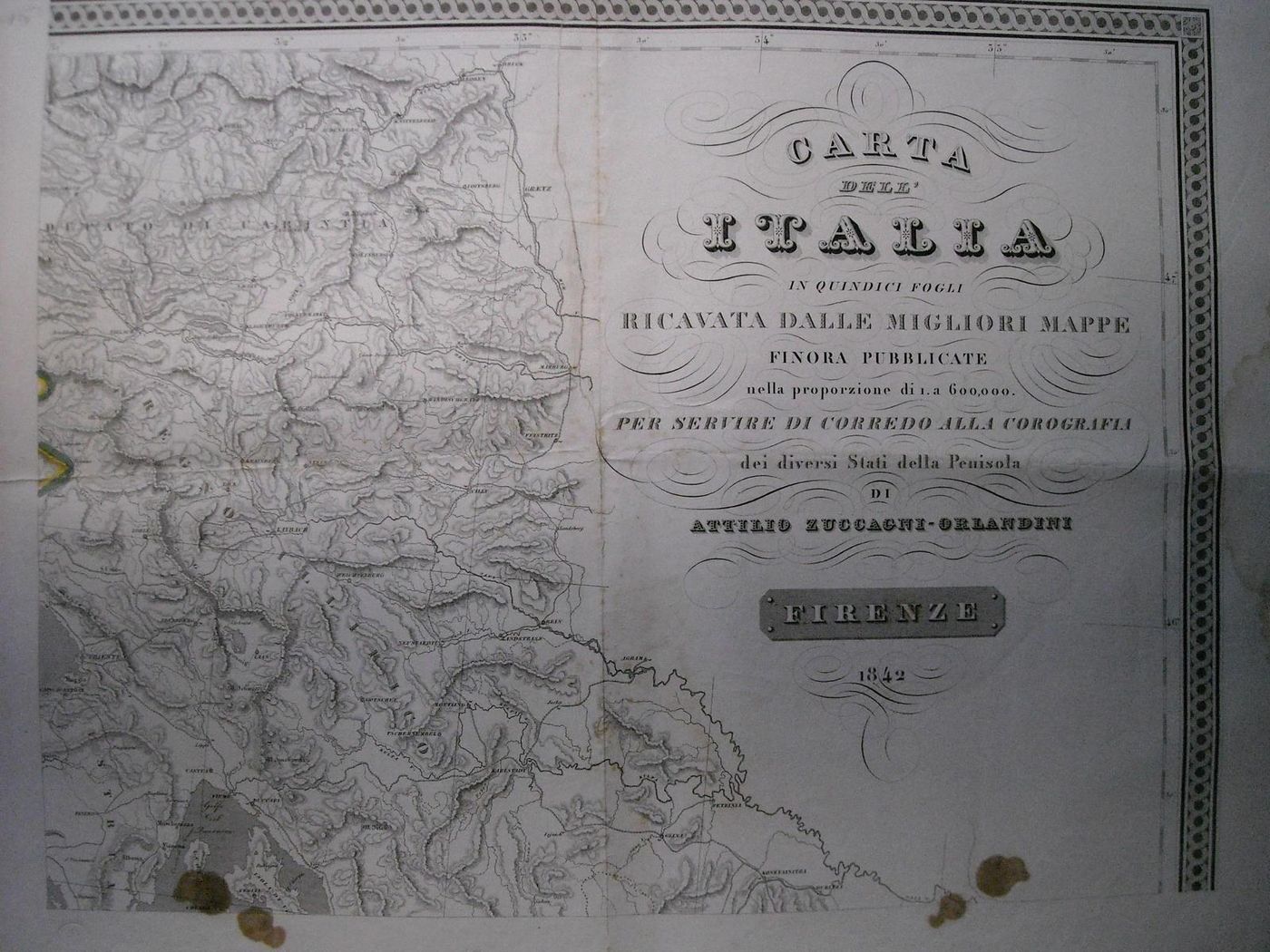 Mappa Geografica Di Trieste, Illiria, Carinzia, Istria E Fiume, 1842