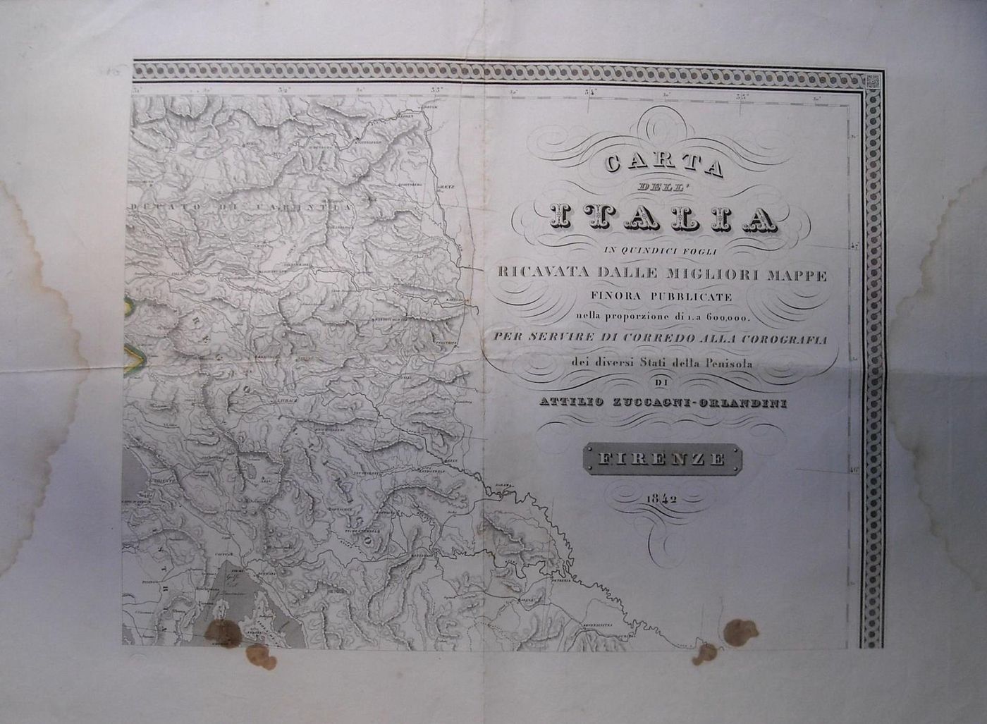 Mappa Geografica Di Trieste, Illiria, Carinzia, Istria E Fiume, 1842