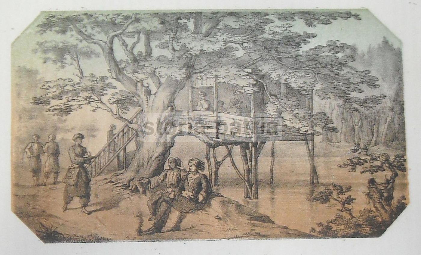 Antica Stampa Litografica: Caffè A Smirne, Turchia, Ottocento