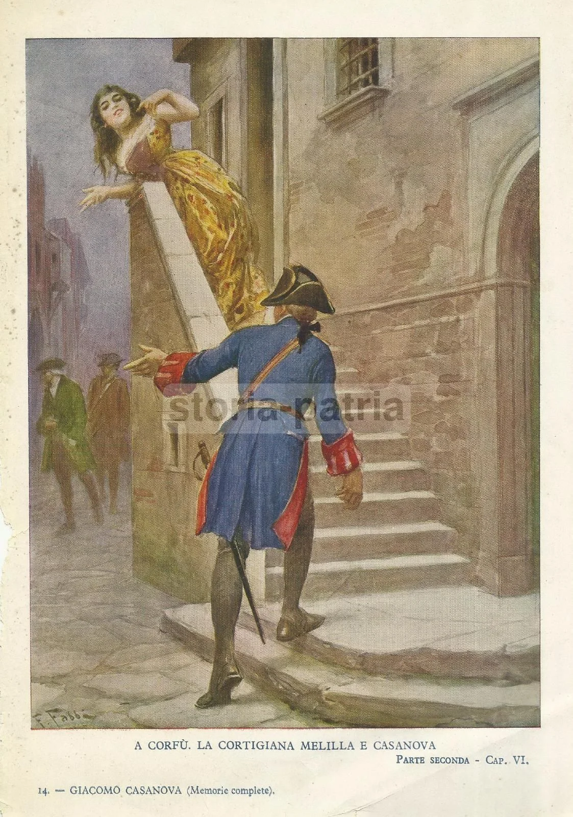 Casanova e Melilla a Corfù. Stampa Antica Colorata di Fabio Fabbi
