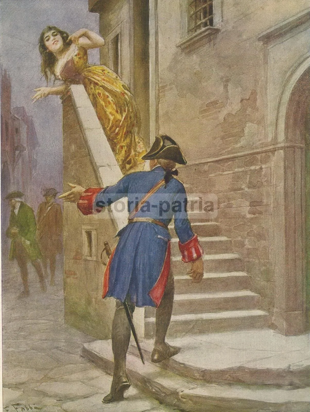 Casanova e Melilla a Corfù. Stampa Antica Colorata di Fabio Fabbi