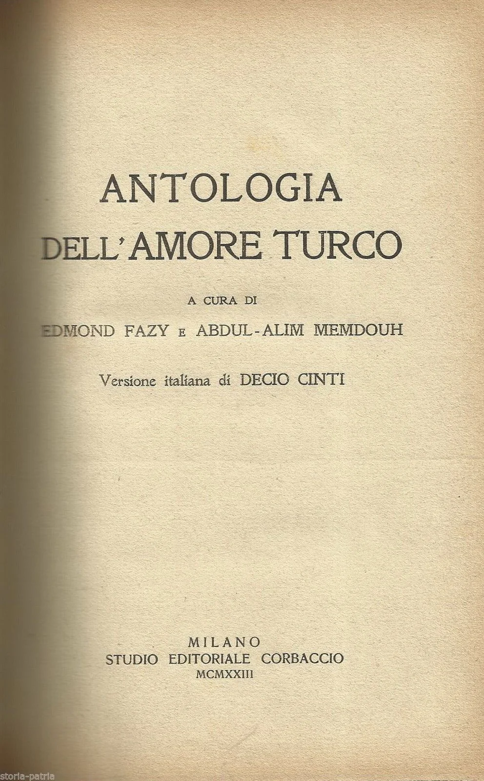 Antologia dell'Amore Turco (1923) Poesia e Lirica Erotica