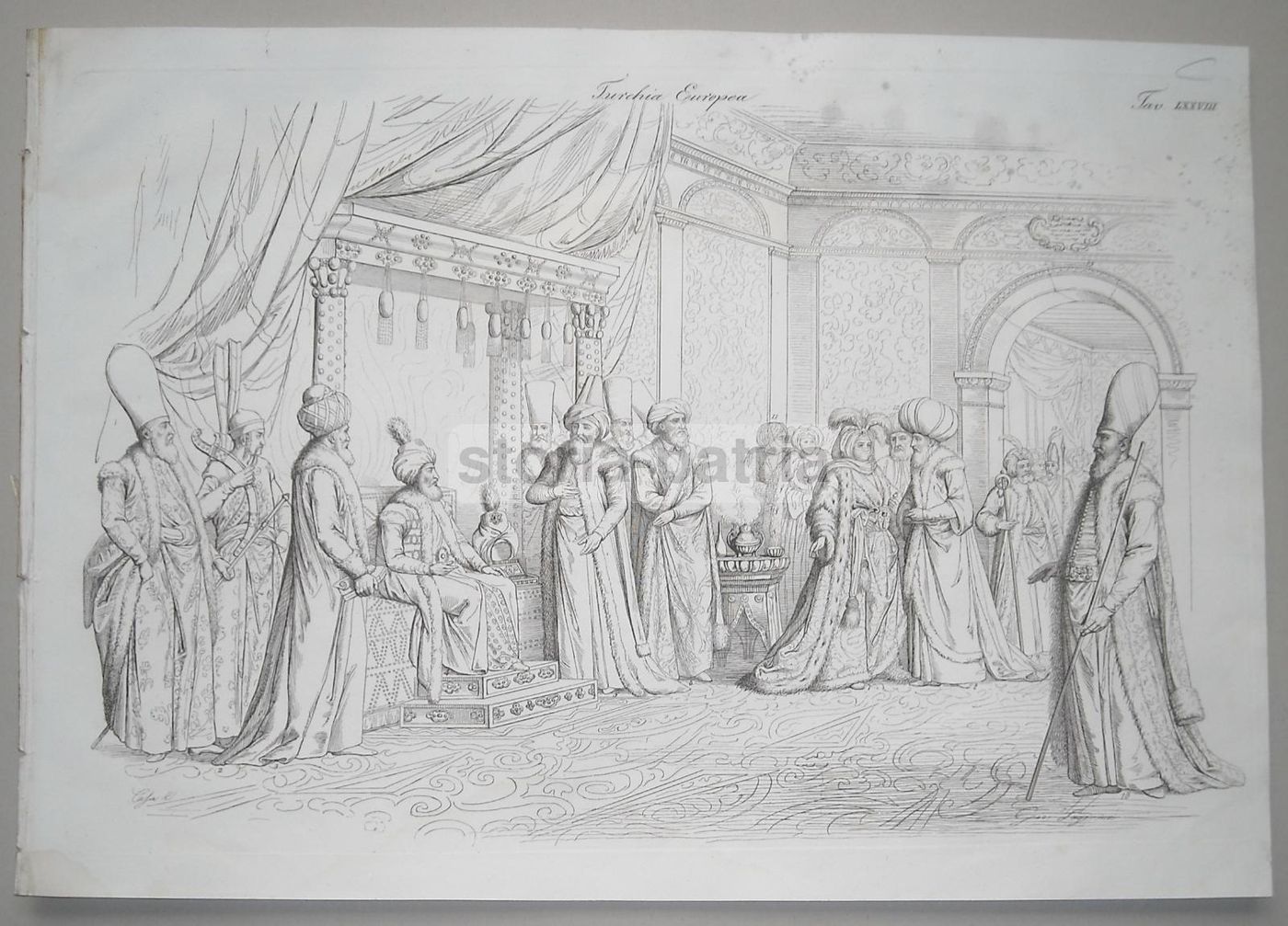 Incisione Antica Turchia Europea: Nobiltà E Costumi Dell'Ottocento, Cafa Lago