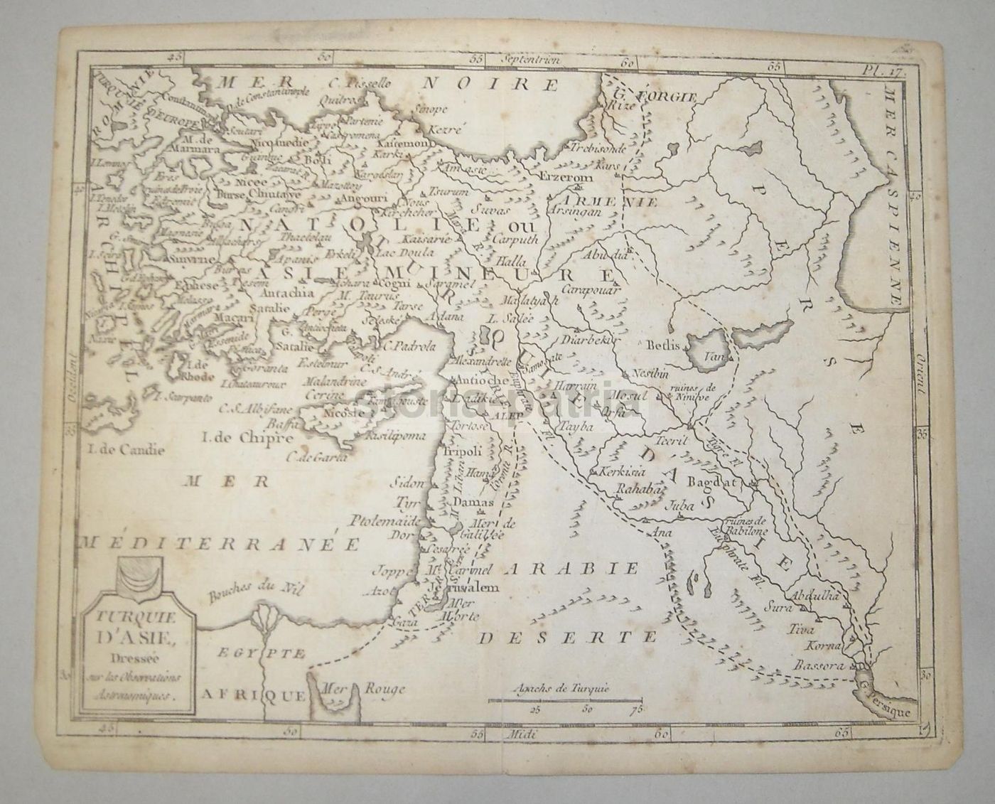 Mappa Antica Della Turchia Asiatica, Asia Minore E Anatolia. XVIII Secolo.