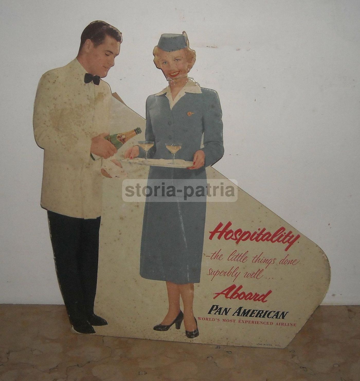 Cartello Pubblicitario Pan American Anni '60 Hostess Spumante USA