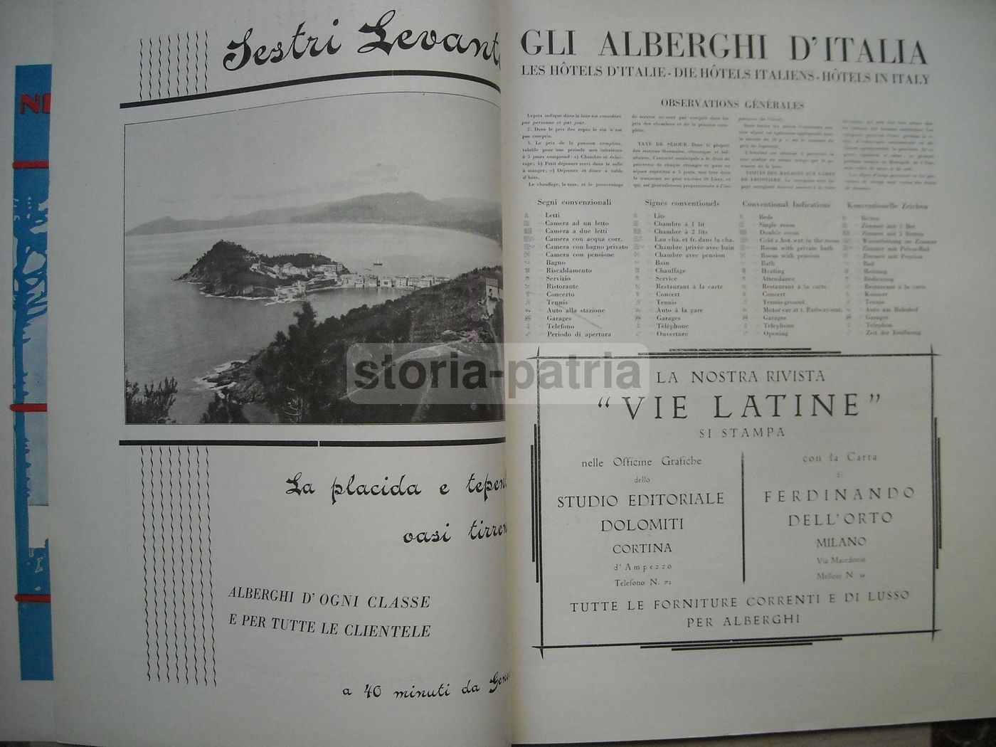 Vie Latine 1928 Cortina d'Ampezzo   Alberghi, Dolomiti, Venezia, Bologna