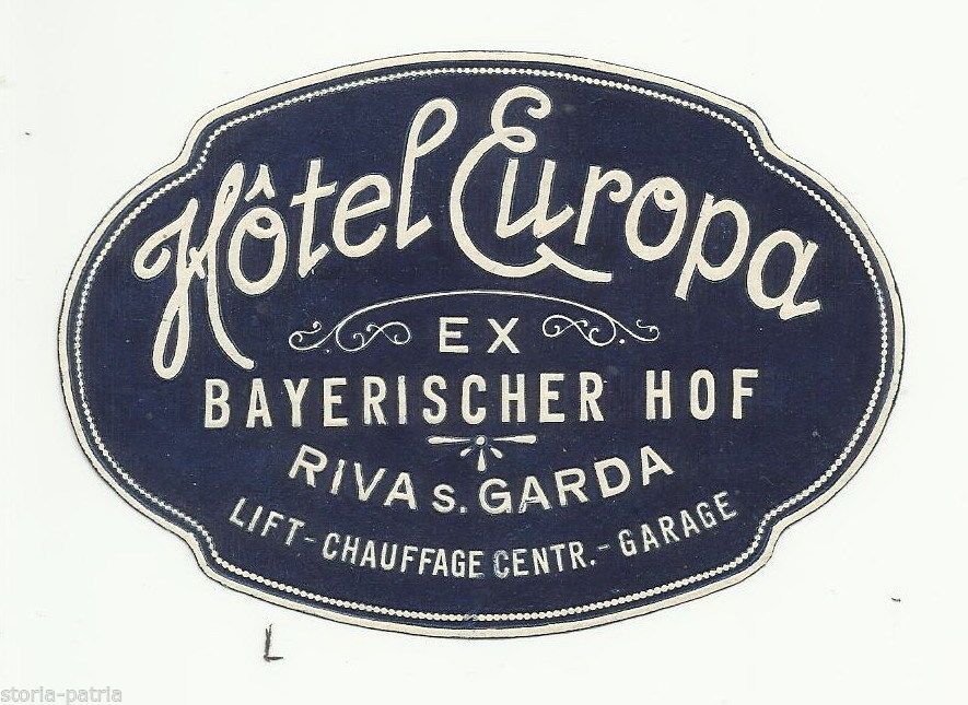 Etichetta Hotel Europa Riva Sul Garda Epoca Pubblicitaria Vintage