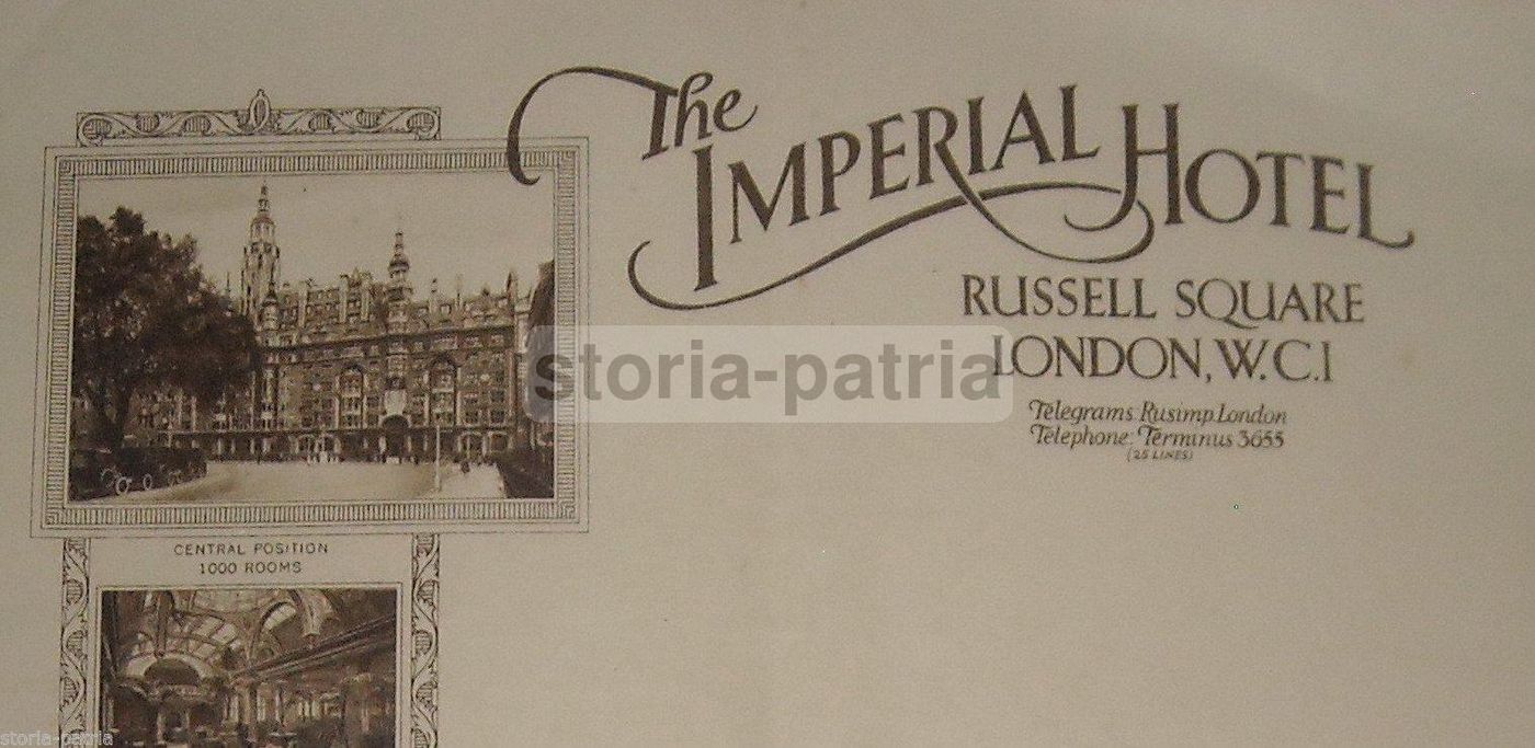 Carta Intestata Imperial Hotel Londra Con Vedute Del Bagno Turco