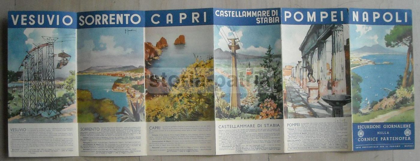 Depliant Turistico Napoli E Costiera Anni '40 Ept Capri Pompei